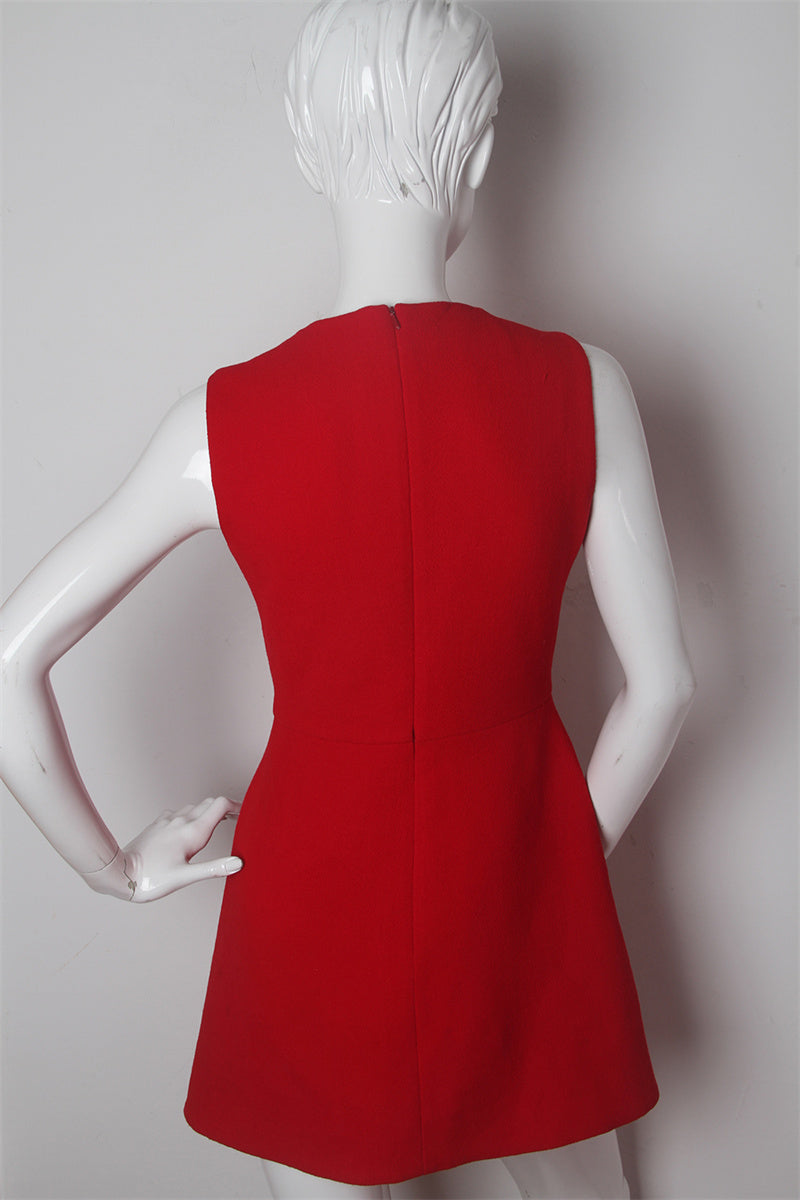 KY Custom Party Wool Mix Sleeveless Red Dress Boutique Mini A line Dresses