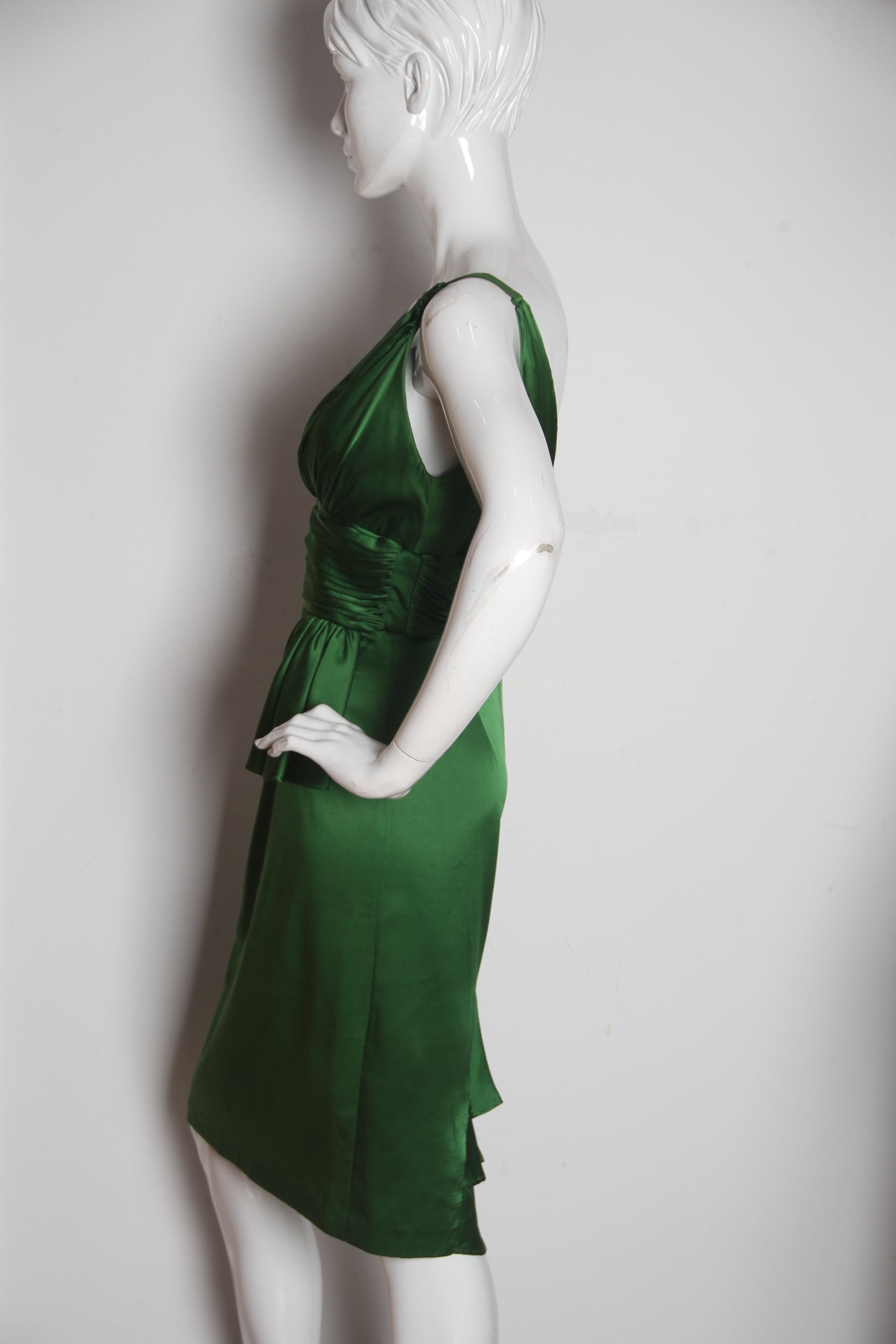 KY Custom Sleeveless Invisible Zipper Deep V Front and Back Ruched Waist Sexy Party Midi Satin Gown Sexy Dress