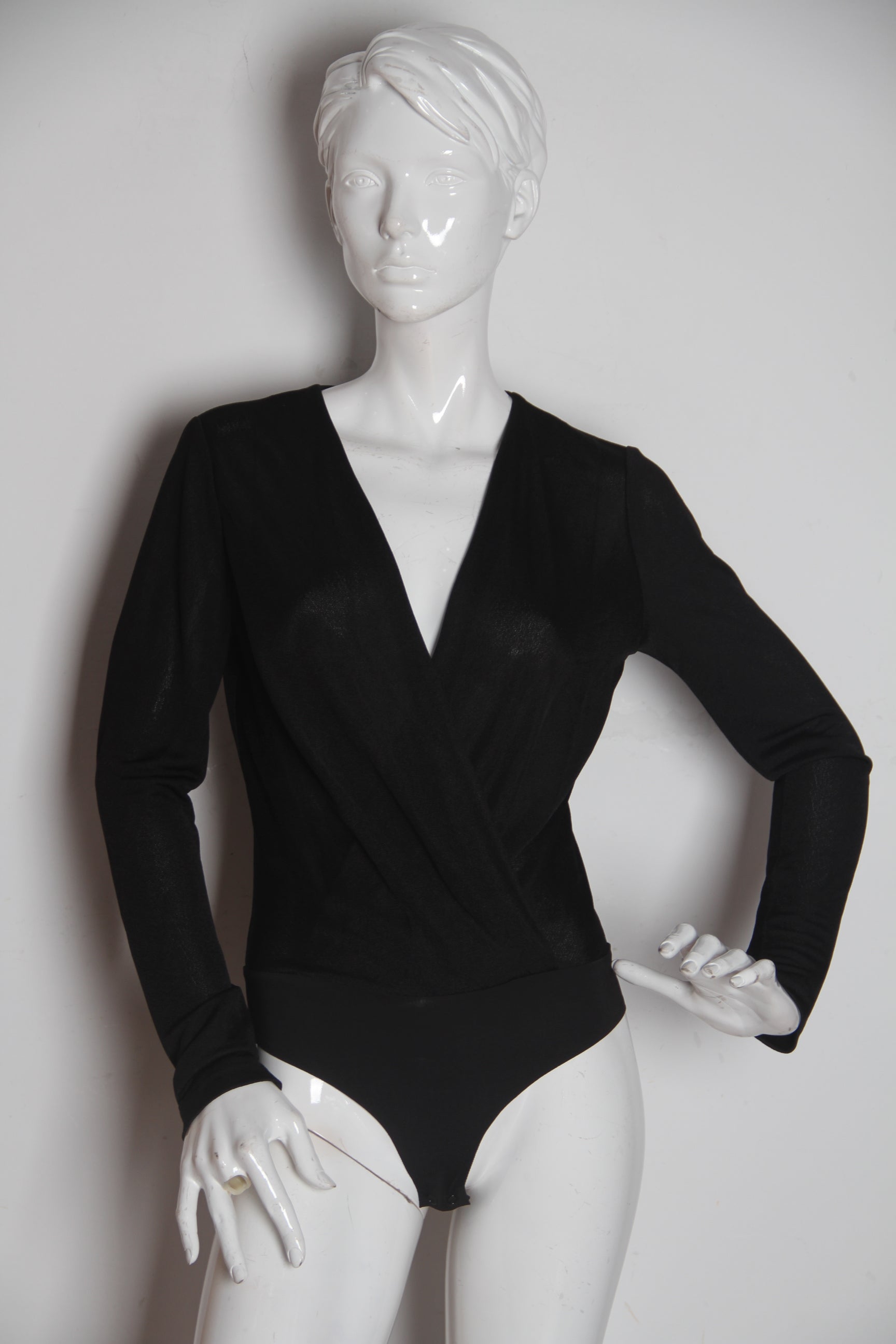 KY Custom Long Sleeve Jumpers Sexy V Neck Playsuit Soft Strech Shape Wear Jumpsuit