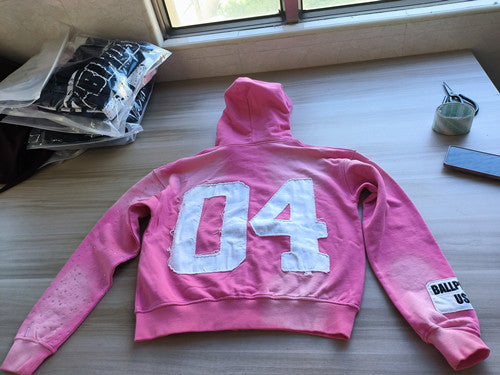 KY Custom 100%Cotton Heavy weight Covered Zipper UP Washed High Quality Hoodie Distress Embroidery Patch Non Drawstring Hoodies