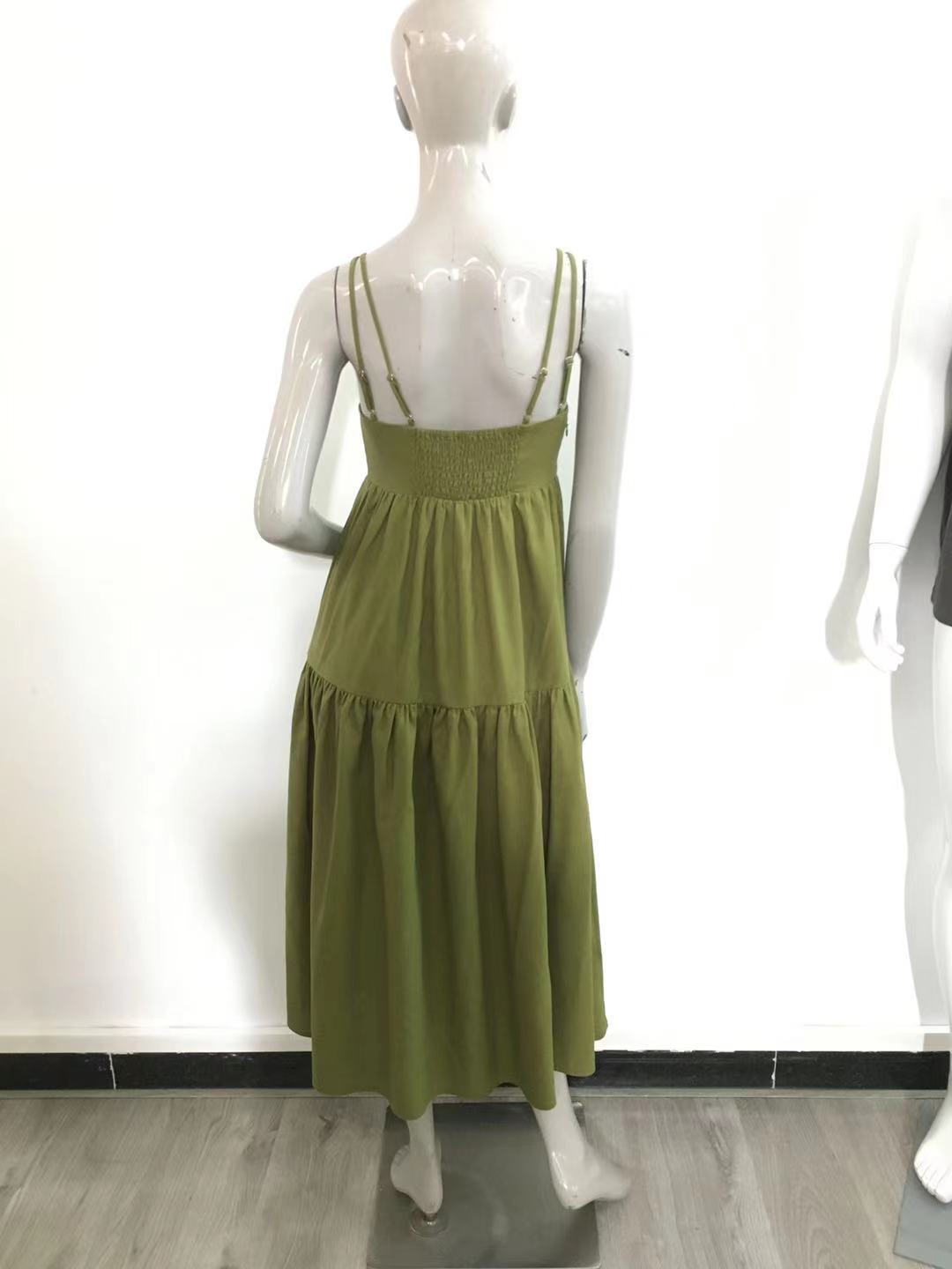 Ky Custom Cotton Summer Midi Cake Dress Casual Sleeveless Strap Dress