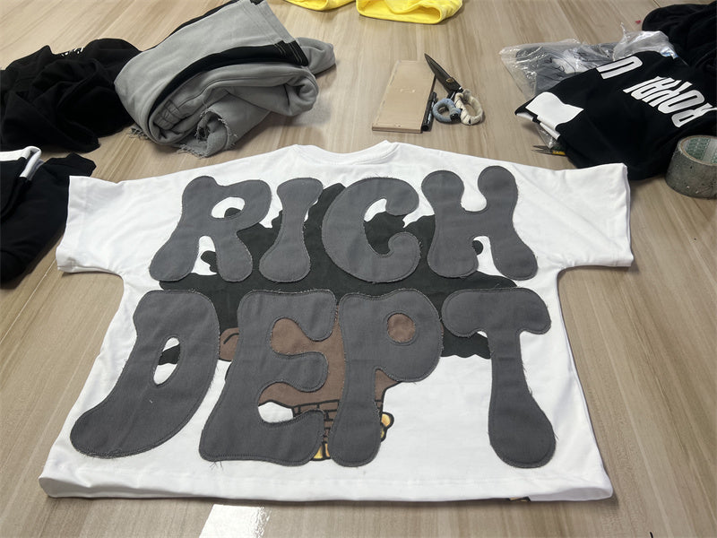 Unisex Boxy Tshirts Cropped DTG Print Embroidery Patch Tshirt